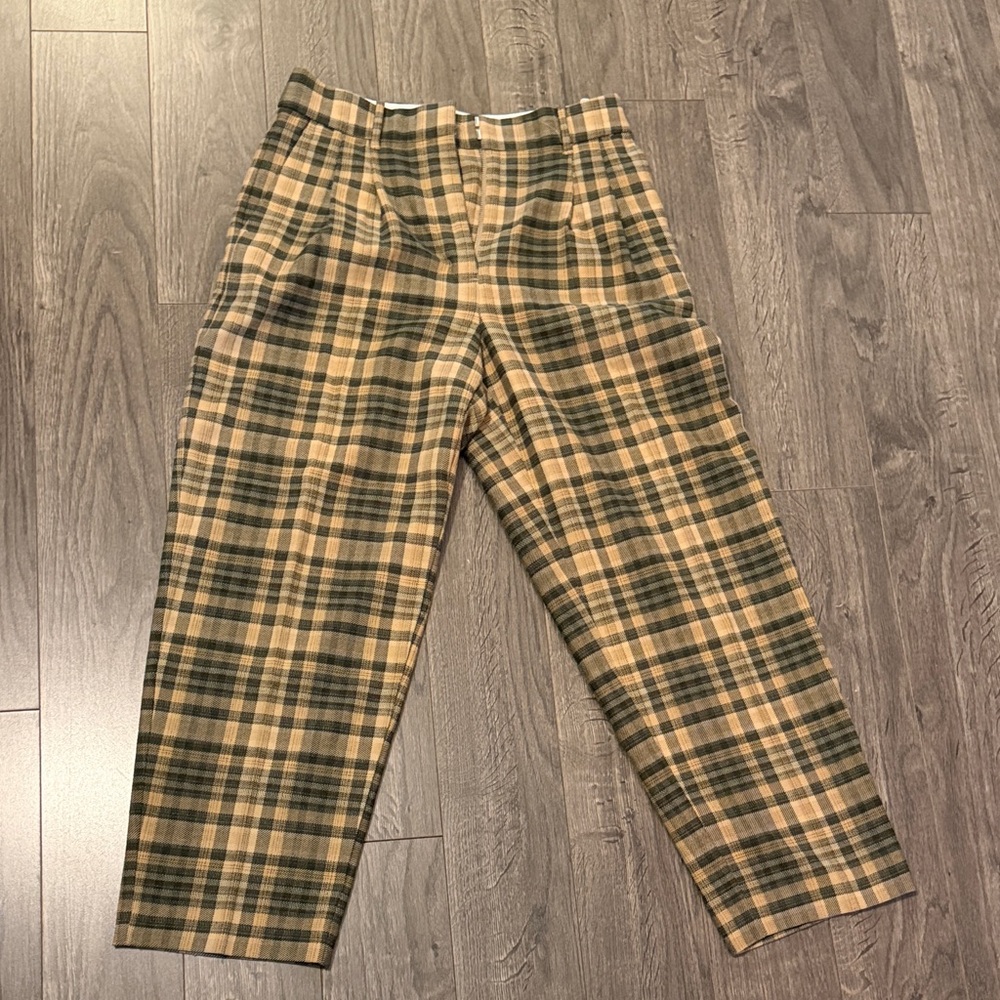 Plaid Tan and Green women’s  Pants